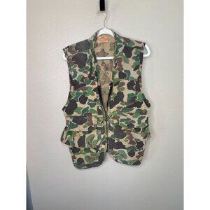Vintage Saf T Bak Mens Camo Vest 1970s hunting fishing sleeveless sports
